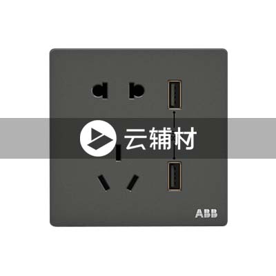 AF293-G二位带USB充电中标二三极插座10A，古典灰