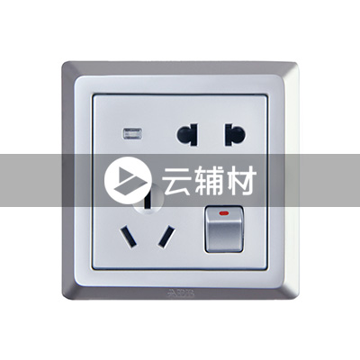 AE226-S 二位二、三极带开关带灯插座（银色） 10A