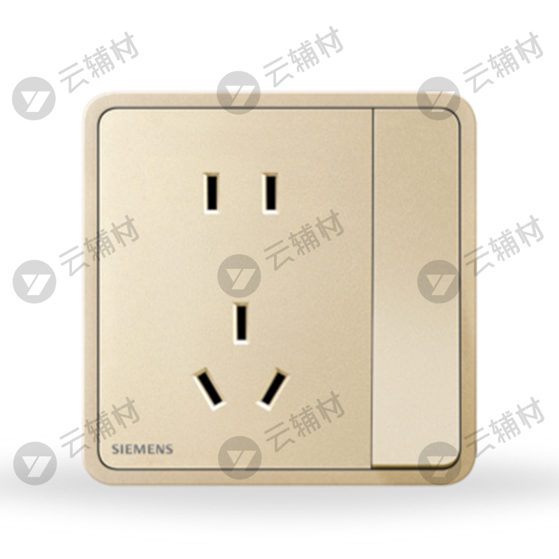 西门子睿绎星辉银10A联体二三极插座带单控开关